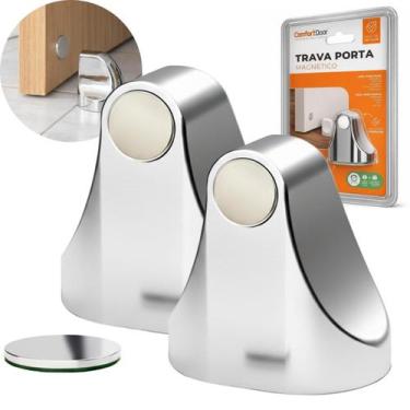 Imagem de Kit 2 Trava Porta Magnético Fixador Adesivo 3m Comfortdoor cor:cromado
