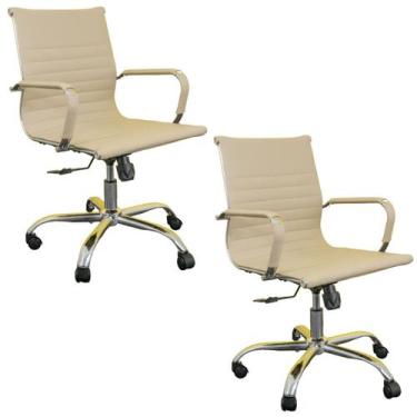 Imagem de Kit 02 Cadeiras Escritório Diretor Esteirinha Eames Giratória e com Me