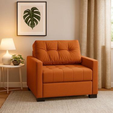 Imagem de Sofá Cama Solteiro 100cm Murilo Uno Linho Terracota