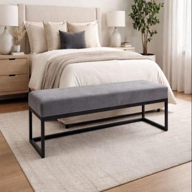 Imagem de Puff para Quarto 140x40cm Veludo Ted Cinza /Preto