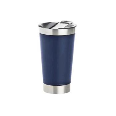 Imagem de Copo Térmico Cerveja Chopp Inox Com Tampa Abridor 480ml Xtuned, Azul e