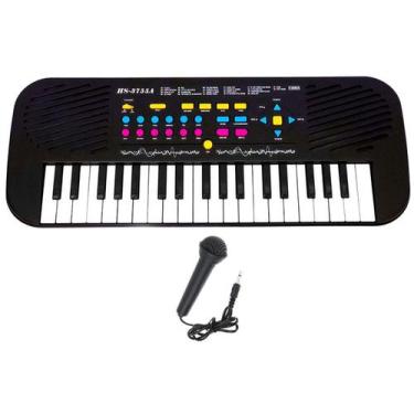 Imagem de Brinquedo Teclado Infantil com microfone HS3755A - DM TOYS, Preto, Toy