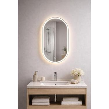 Imagem de Espelho Oval com LED 6000k ou 3000k Lapidado 60X40 Moderno Decorativo 