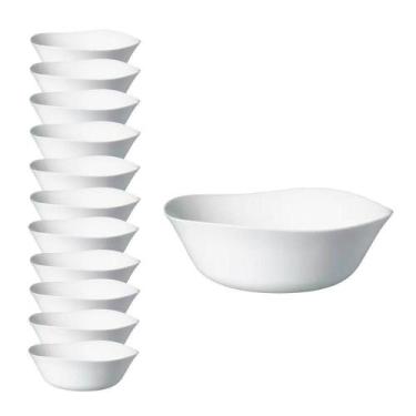 Imagem de Jogo 12 Bowl De Vidro Opalino Branco Quadrado Tigela Molho Sobremesa 1