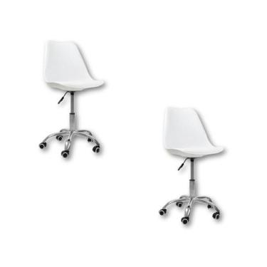 Imagem de Kit 2 Cadeiras Office Base Cromada Com Rodízio Giratória Saarinen Bran