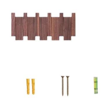 Imagem de Cabideiro De Parede Em Nogueira Preta, Ganchos De Madeira Maciça Para 