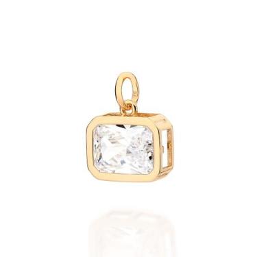 Imagem de Pingente Octogonal com Cristal Banhado Ouro Rommanel 542988 Cor:Dourad