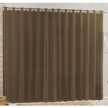 Imagem de Cortina Rubi 4,00M X 2,60M Tabaco Tecido Voal Linho Detalhada Sala Qua