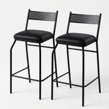 Imagem de Kit 2 Banquetas Altas para Balcão Bistrô Bancada Reforçadas em Aço Con