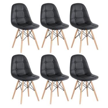 Imagem de Laraz Home Decor, Kit 6 Cadeiras Charles Eames Eiffel Botonê - Preto M