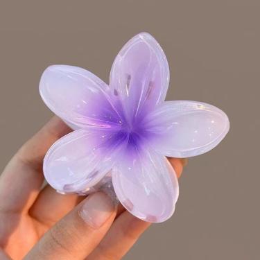 Imagem de Grampo de Cabelo Frangipani Transparente Coreano para Penteados Criativos com Pérolas Roxo OEM