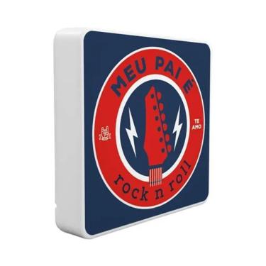 Imagem de Luminária Box Slim Meu Pai É Rock USB Tpc Bivolt com Luz Difusa e Fita de LED 5W para Decoração e Leitura