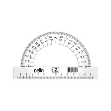 Imagem de Transferidor Dello Econômica Plástico 180 Graus em Material Resistente para Medições de Ângulos 1 Unidade Transparente