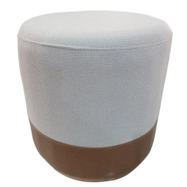 Imagem de Puff Redondo Decorativo Premium Madeira Maciça Resistente Sala Luxo Ta