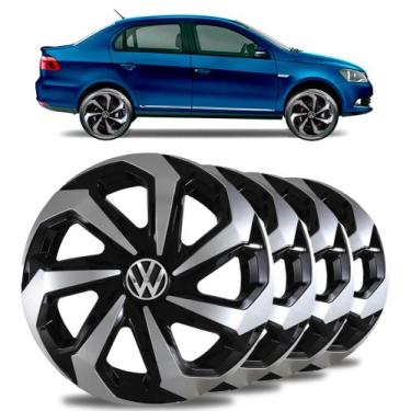 Imagem de Jogo 4 Calotas Preta Prata Aro 15 Voyage Gol Saveiro Fox Up - Elitte