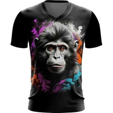 Imagem de Camiseta Gola V Macaco Monkey Ilustrado Vetor 4 - Kasubeck Store, M