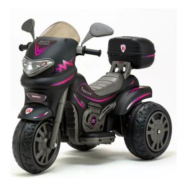 Imagem de Moto Elétrica Sprint Turbo Preta C/ Capacete 12v - Biemme