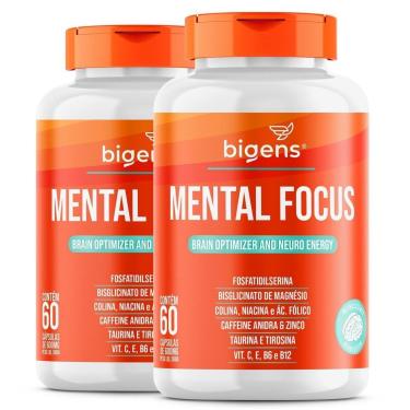 Imagem de Kit 2 Mental Focus Fosfatidilserina Tirosina Taurina Cafeína Magnésio Colina 120 Cps -...
