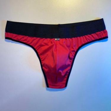 Imagem de Cueca Fio com Viés e Elástico na cor vermelha. Tecido microfibra. Tam 