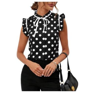 Imagem de Blusa feminina BEAUDRM para trabalho e escritório, gravata borboleta c