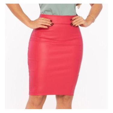 Imagem de Saía de Couro Moda Evangélica MULHER BRASIL, 48, Rosa, Pink