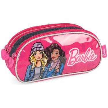 Imagem de Estojo Duplo Escolar Infantil Barbie Estampa Fashion - Luxcel, Azul