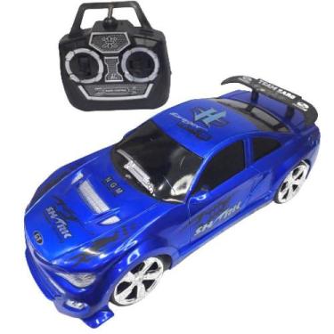 Imagem de Carrinho De Controle Remoto Sem Fio Super Carro Azul E Pilha - First T