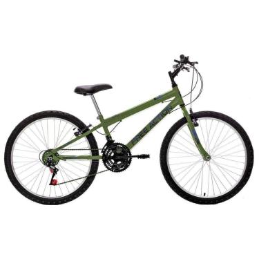 Imagem de Bicicleta Eden Mountain Bike Aro 24 Quadro Aço 18 Marchas V-Brake Verde Militar Free Ac...