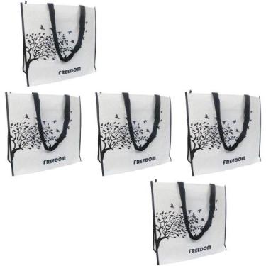 Imagem de Sacola De Ombro Bolsa Ecobag Kit 5 Uni Ecologica Mercado Compra Dobrav