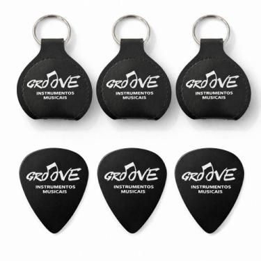Imagem de Kit 3 Chaveiro Porta Palhetas Groove Preto material sintético 3 Palhet