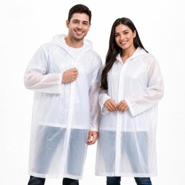 Imagem de Kit 2 Capa De Chuva Transparente EVA Impermeável Com Capuz Pvc Resiste