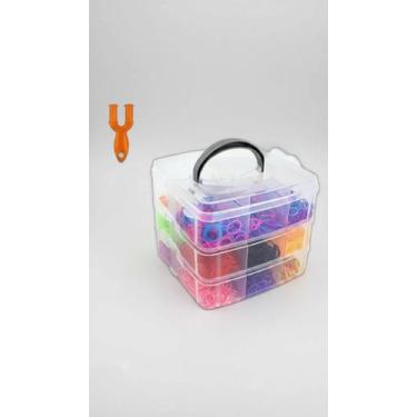 Imagem de Kit Maleta Elásticos Artesanato Infantil Pulseira Colorida - Congratul