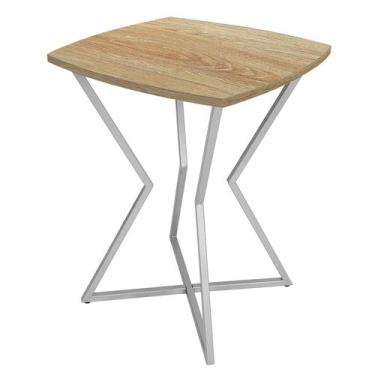 Imagem de Mesa de Canto Lateral Alta Quadrada para Sala Austria - Prata Preta - 