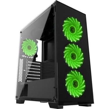 Imagem de Gabinete Gamer Vidro Usb3.0 Xway 01144 Fonte 600w E 4 Fans, Verde