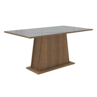 Imagem de Mesa de Jantar 5364 6 Lugares Retangular Tampo de MDF com Vidro Rustic e Cinza 160CM Madesa