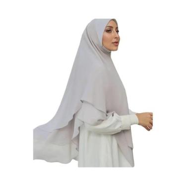 Imagem de Hijab De Chiffon De Dupla Camada Pronto Para Usar, Lenço Para Mulheres