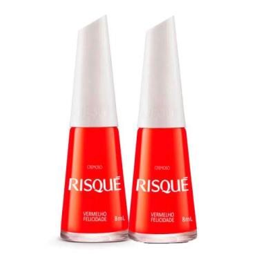 Imagem de Kit 2 Esmalte Risqué Cremoso Vermelho Felicidade 8ml