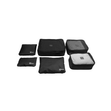 Imagem de Kit Organizador Mala Viagem Travel 6 Peças Oxford com Zíper Duplo para Roupas Sapatos Cosméticos Preto Quati