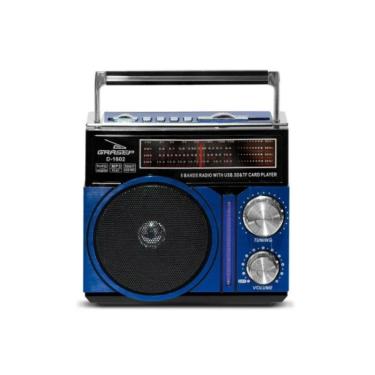 Imagem de Radio portatil retro vintage am-fm grasep D-1602 azul