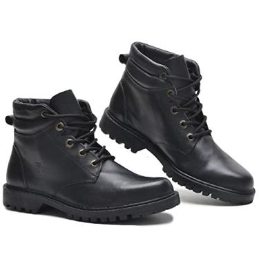 Imagem de Coturno bota Masculino Adventure couro liso CLA 024 KM preto Cor:Preto;Tamanho:35