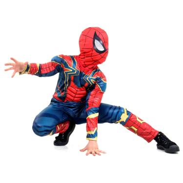 Imagem de Fantasia Homem Aranha de Ferro Infantil Longa Original com Máscara e Peitoral - Vingadores - Marvel G