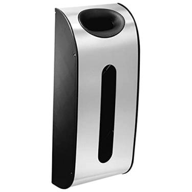 Imagem de Distribuidor de sacolas de supermercado com suporte de parede para até 30 sacolas Suporte de sacola de plástico anti-impressões digitais de abertura