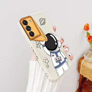 Imagem de Astronauta de desenho animado com capa de telescópio para Samsung Galaxy S22 S21 S20 FE S10 S10e Note 20 ultra 10 9 Plus Pro Capa protetora, branca2, para S22