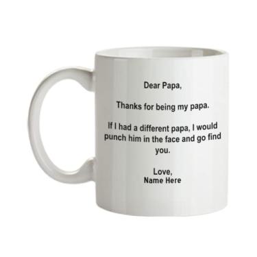 Imagem de SpreadPassion Caneca personalizada Papa - Caneca de café personalizada Dear Papa - Presente para papai - Presentes de aniversário do papai - Caneca de café de 325 ml