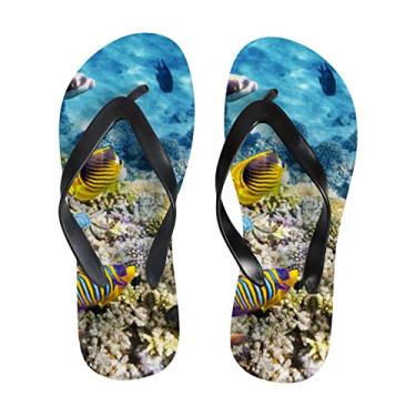 Imagem de Chinelo de dedo feminino maravilhoso corais subaquáticos Tropical Slim Beach Sandals para homens Summer Thong Sandals Style Travel Slippers, Multicor, 4-5 Narrow Women/3-4 Narrow Men