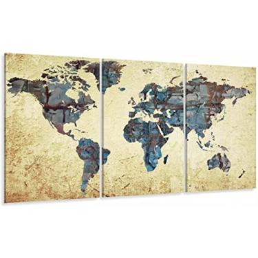 Imagem de Quadro decorativo Mapa Mundi Vintage 120x60 Mosaico 3 Peças