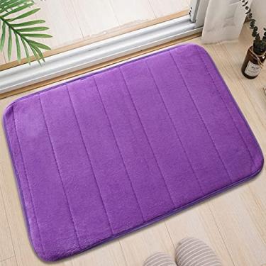 Imagem de Tapete de banheiro de espuma viscoelástica, 40,64 cm x 61 cm, absorvente macio, antiderrapante, veludo coral, fácil de secar, lavável na máquina, tapete de banheiro, roxo