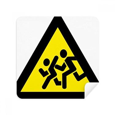 Imagem de Warning Symbol Yellow Black Chase Proibido Triângulo Óculos Pano Pano Limpador de Tela Tecido de Camurça Pacote com 2