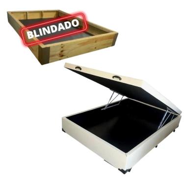 Imagem de Cama Box Baú Casal Blindada/Reforçada - Corino Branco
