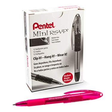 Imagem de Pentel Caneta esferográfica BK91MNP-P Pentel Mini R.S.V.P. Stick, cor rosa, caixa com 12
